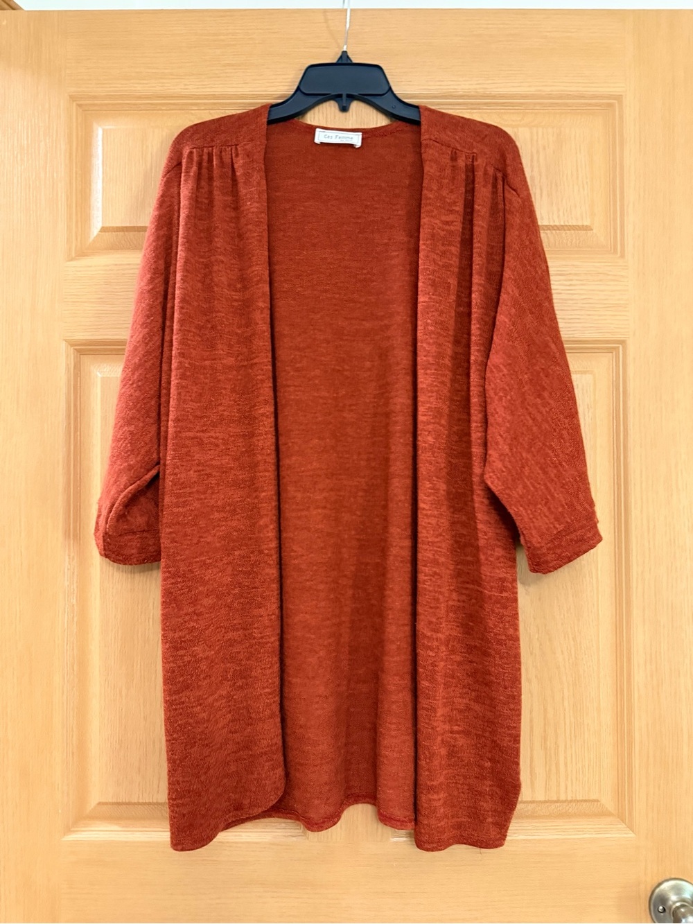 Ces Femme Open-Front Cardigan - Rust Orange